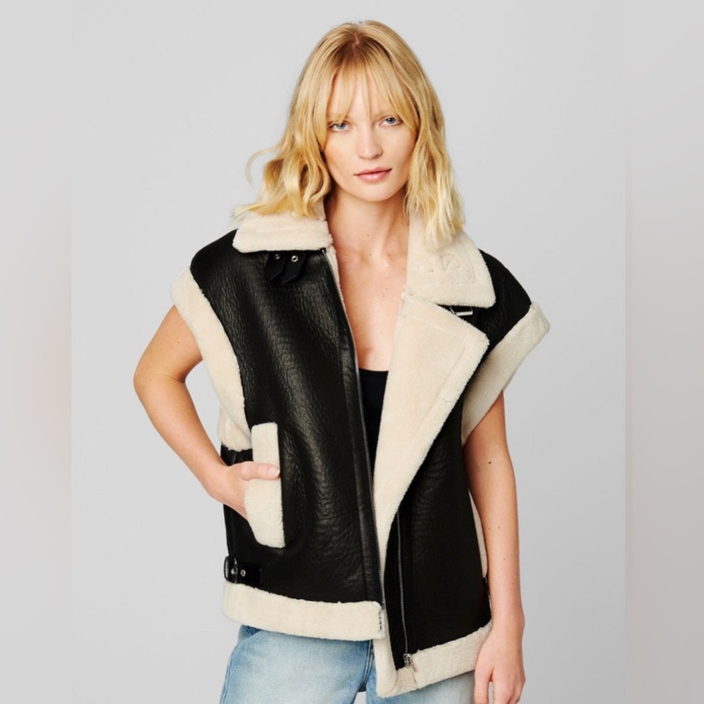 NWOT BLANKNYC Work It Faux Leather Sherpa Vest Sz Small